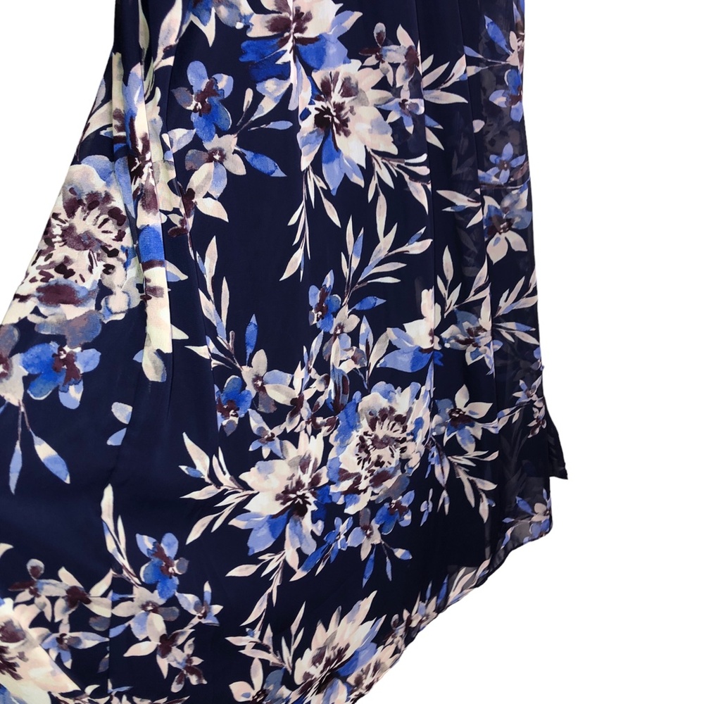 Eliza J Navy Blue Floral Halter Maxi Evening Wedding Party Dress Size 8 - Picture 9 of 14